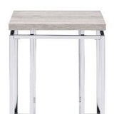 24" Chrome And Natural Oak Manufactured Wood And Metal Square End Table - Homeroots - Flyclothing LLC