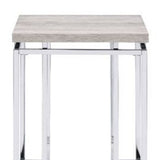 24" Chrome And Natural Oak Manufactured Wood And Metal Square End Table - Homeroots - Flyclothing LLC