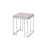 24" Chrome And Natural Oak Manufactured Wood And Metal Square End Table - Homeroots