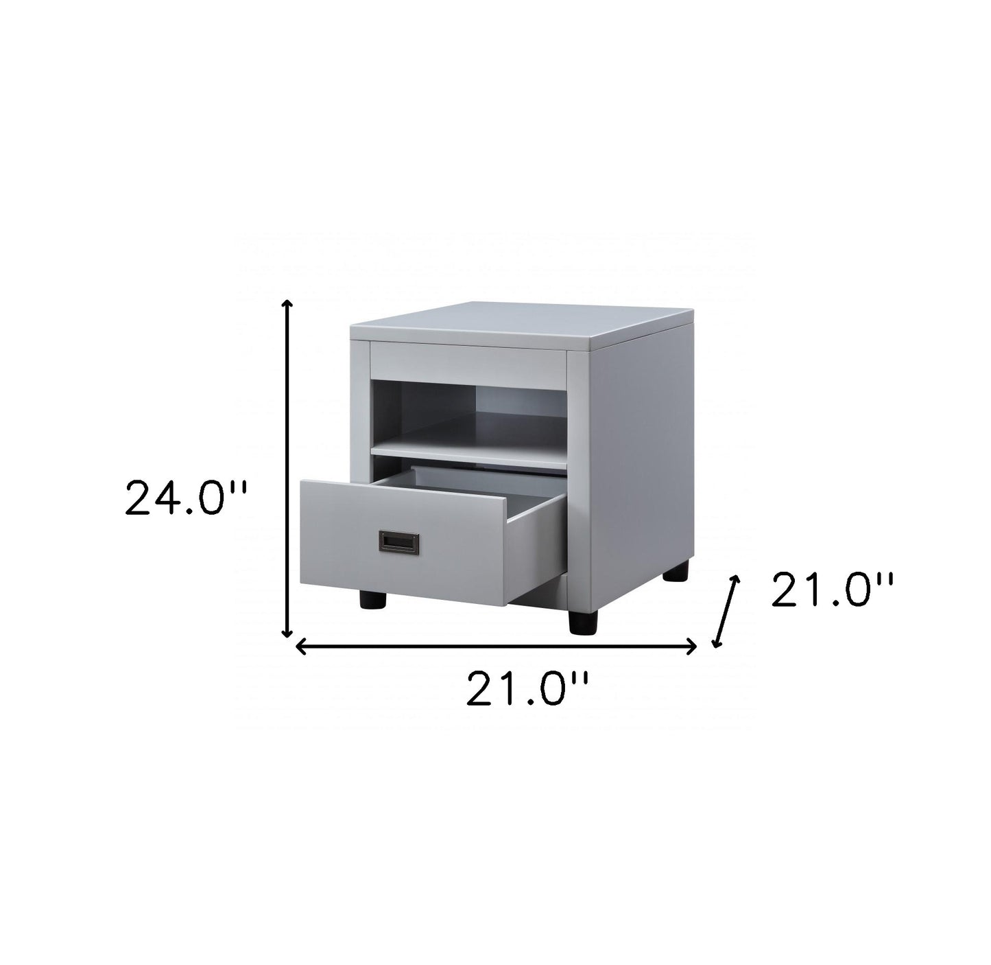 24" Dove Gray Square End Table With Drawer And Shelf - Homeroots - Flyclothing LLC
