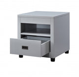 24" Dove Gray Square End Table With Drawer And Shelf - Homeroots