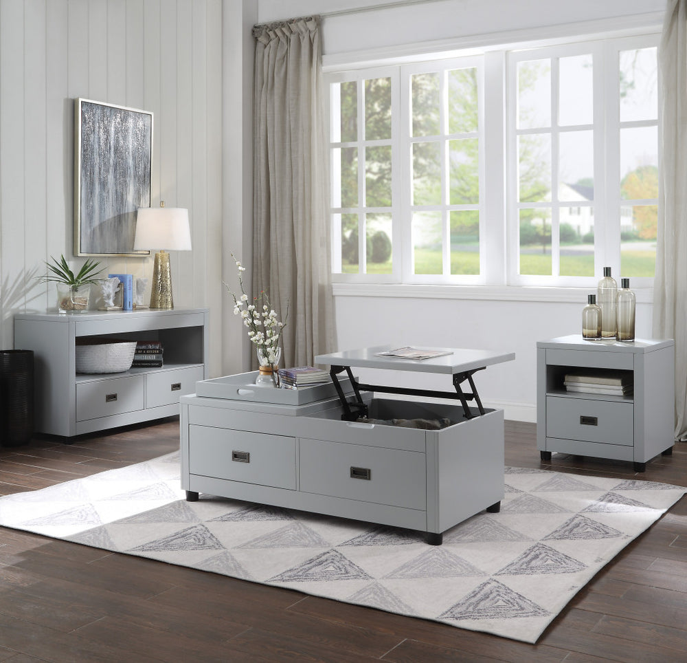 24" Dove Gray Square End Table With Drawer And Shelf - Homeroots - Flyclothing LLC