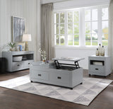 24" Dove Gray Square End Table With Drawer And Shelf - Homeroots