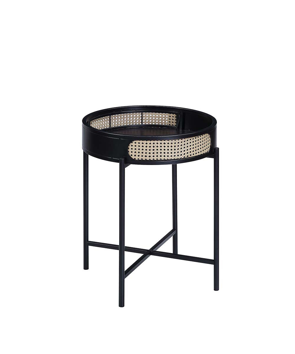 24" Black Melamine Veneer And Manufactured Wood Round End Table - Homeroots - Flyclothing LLC