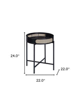 24" Black Melamine Veneer And Manufactured Wood Round End Table - Homeroots - Flyclothing LLC