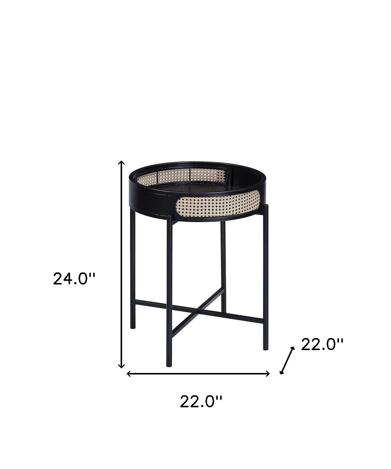 24" Black Melamine Veneer And Manufactured Wood Round End Table - Homeroots - Flyclothing LLC
