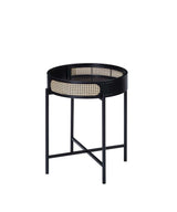 24" Black Melamine Veneer And Manufactured Wood Round End Table - Homeroots - Flyclothing LLC