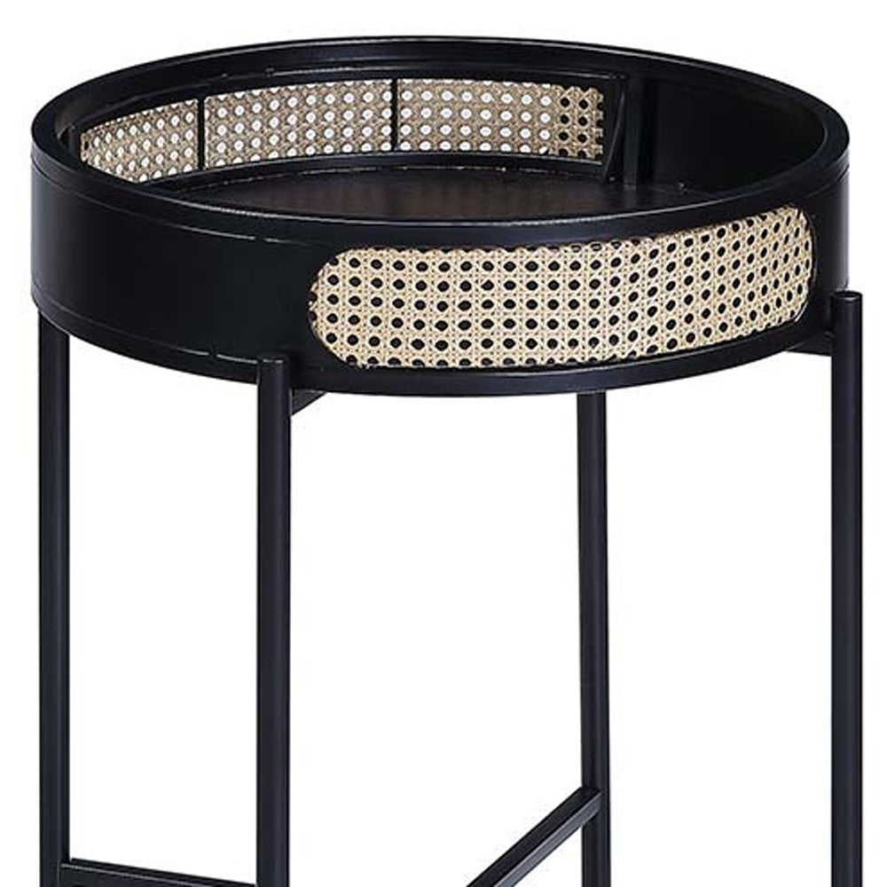 24" Black Melamine Veneer And Manufactured Wood Round End Table - Homeroots - Flyclothing LLC
