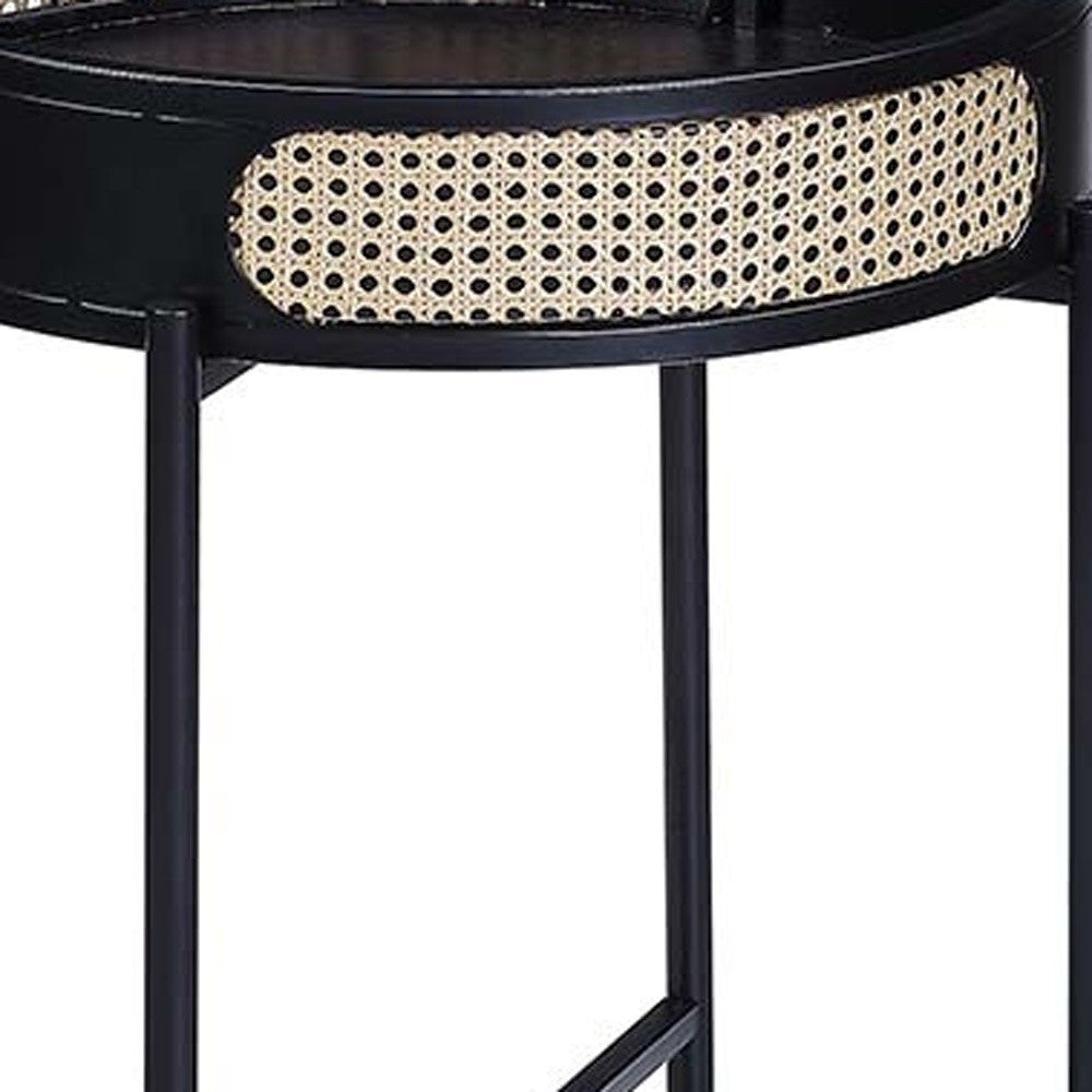 24" Black Melamine Veneer And Manufactured Wood Round End Table - Homeroots - Flyclothing LLC