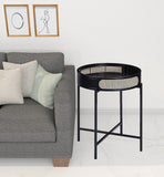 24" Black Melamine Veneer And Manufactured Wood Round End Table - Homeroots