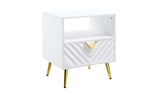 22" White Manufactured Wood And Metal Rectangular End Table With Drawer And Shelf - Homeroots