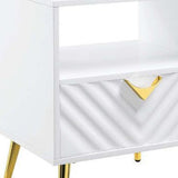 22" White Manufactured Wood And Metal Rectangular End Table With Drawer And Shelf - Homeroots - Flyclothing LLC