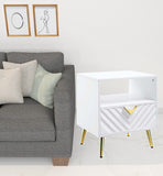 22" White Manufactured Wood And Metal Rectangular End Table With Drawer And Shelf - Homeroots