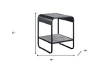 21" Black And Concrete Gray Manufactured Wood And Metal Rectangular End Table With Shelf - Homeroots - Flyclothing LLC