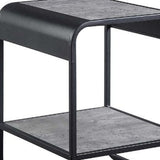 21" Black And Concrete Gray Manufactured Wood And Metal Rectangular End Table With Shelf - Homeroots