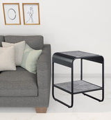 21" Black And Concrete Gray Manufactured Wood And Metal Rectangular End Table With Shelf - Homeroots - Flyclothing LLC