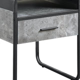 22" Black And Gray Wood And Metal Square End Table With Drawer And Shelf - Homeroots - Flyclothing LLC