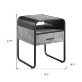 22" Black And Gray Wood And Metal Square End Table With Drawer And Shelf - Homeroots - Flyclothing LLC