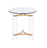 24" Gold And Clear Glass And Metal Round End Table - Homeroots - Flyclothing LLC