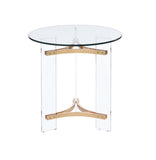 24" Gold And Clear Glass And Metal Round End Table - Homeroots
