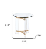 24" Gold And Clear Glass And Metal Round End Table - Homeroots - Flyclothing LLC