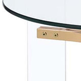 24" Gold And Clear Glass And Metal Round End Table - Homeroots - Flyclothing LLC