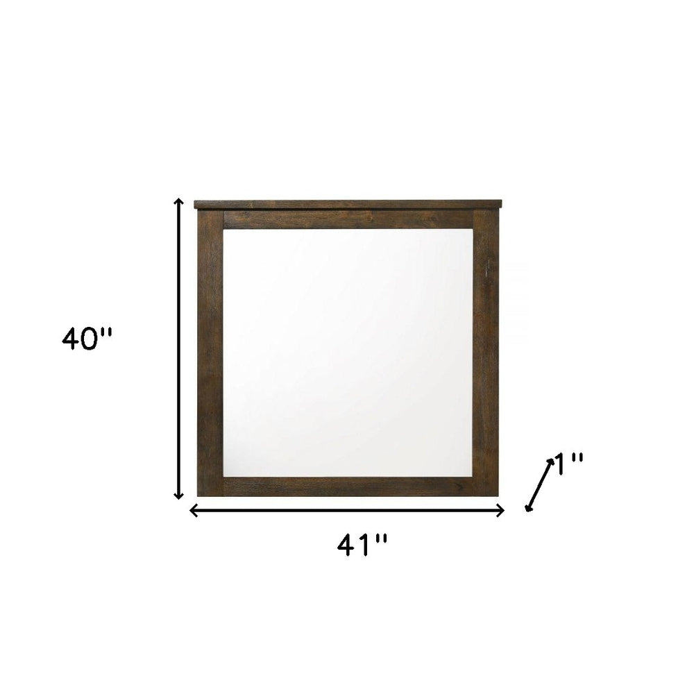40" Oak Rectangle Dresser Mirror Mounts To Dresser With Frame - Homeroots - Flyclothing LLC