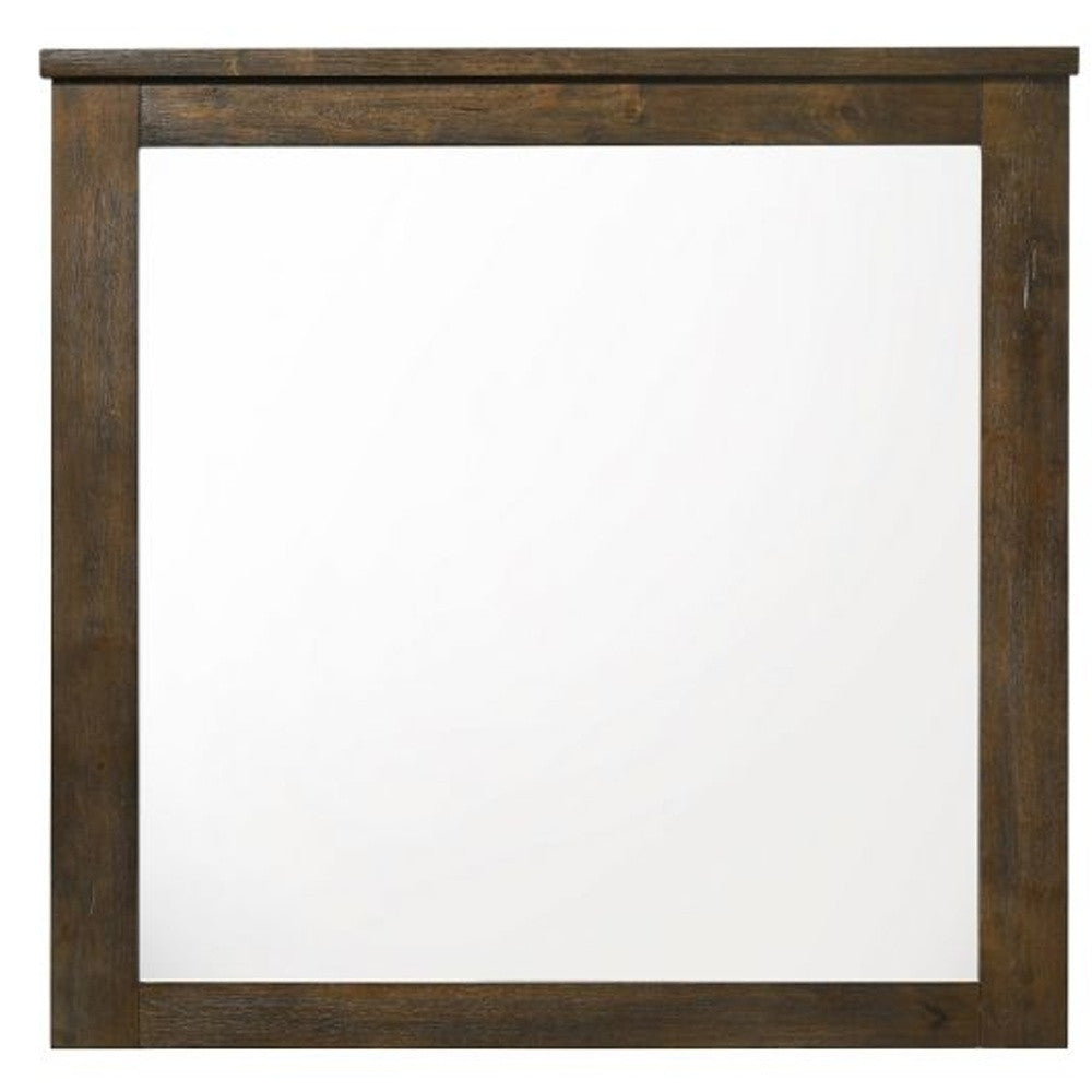 40" Oak Rectangle Dresser Mirror Mounts To Dresser With Frame - Homeroots - Flyclothing LLC