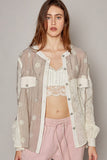 POL Eyelet Button Up Shirt - Trendsi