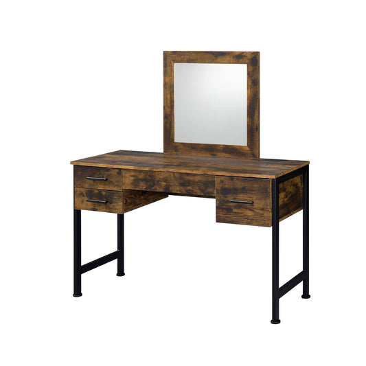 53" Rustic Oak & Black Finish Dresser Mirror - Homeroots