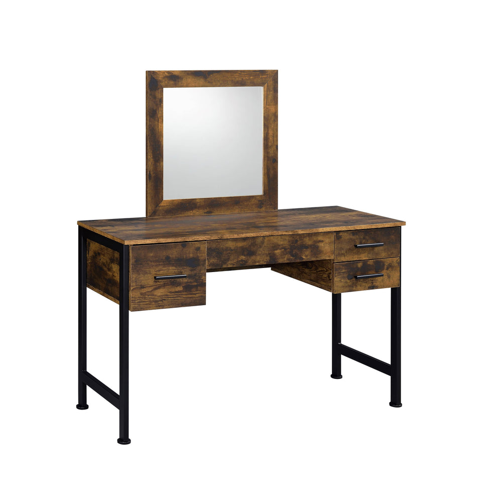 53" Rustic Oak & Black Finish Dresser Mirror - Homeroots - Flyclothing LLC