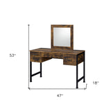 53" Rustic Oak & Black Finish Dresser Mirror - Homeroots - Flyclothing LLC
