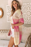 Color Block Dropped Shoulder Half Sleeve Cover Up - Trendsi