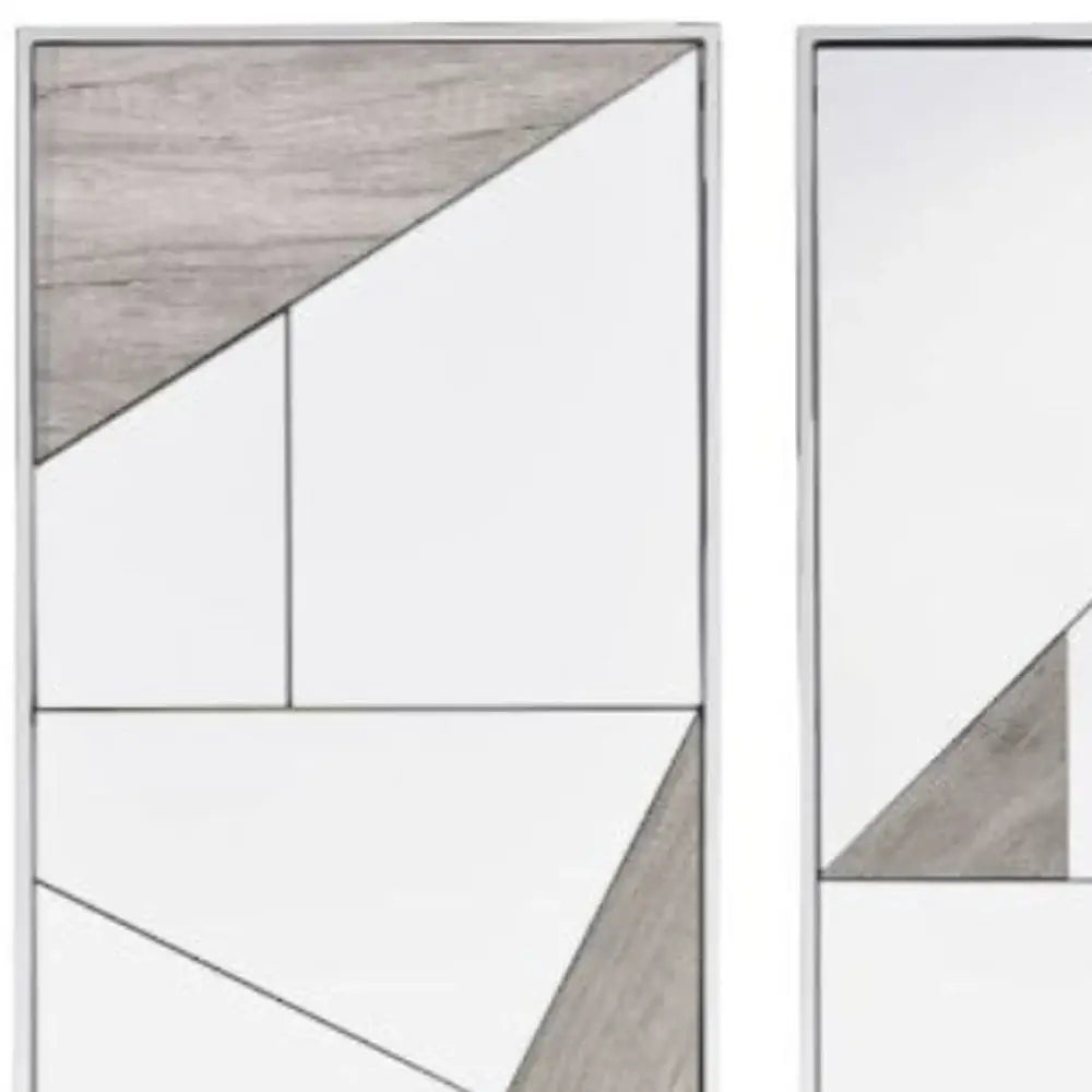 Set of Two Chrome and Natural Framed Accent Mirror - Homeroots - Flyclothing LLC