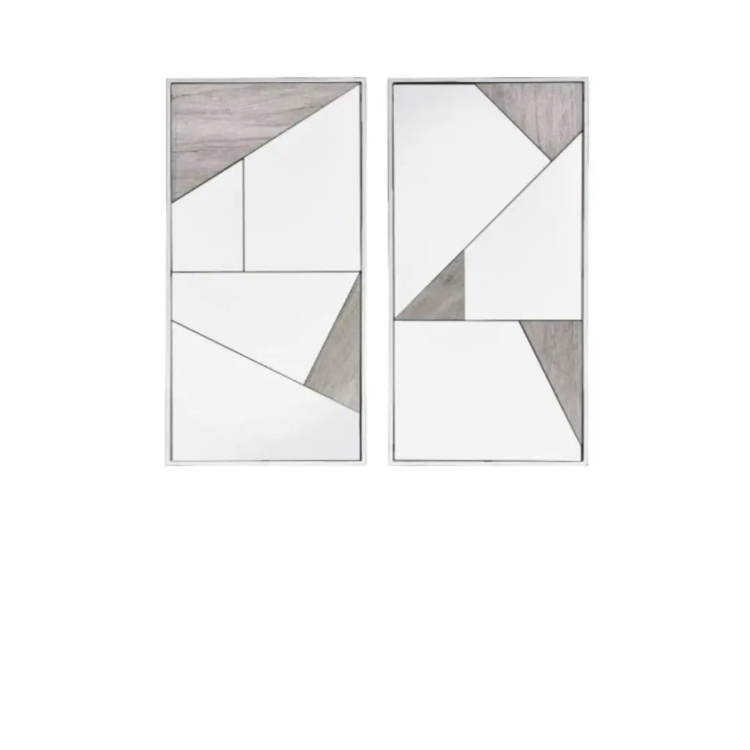Set of Two Chrome and Natural Framed Accent Mirror - Homeroots - Flyclothing LLC