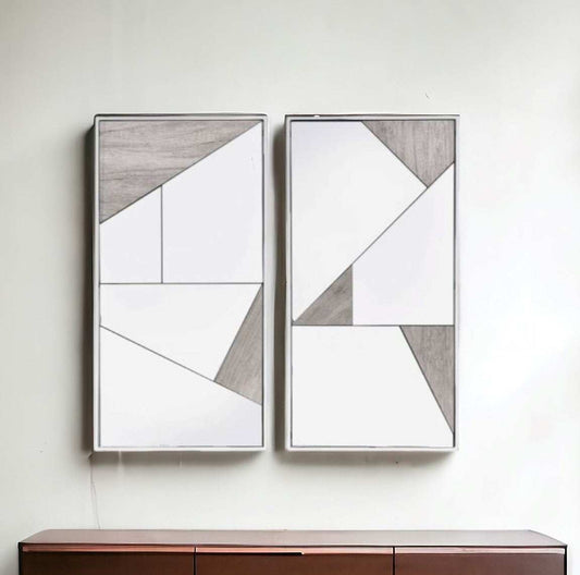 Set of Two Chrome and Natural Framed Accent Mirror - Homeroots - Flyclothing LLC