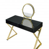 42" Black and Gold Mirrored Dresser