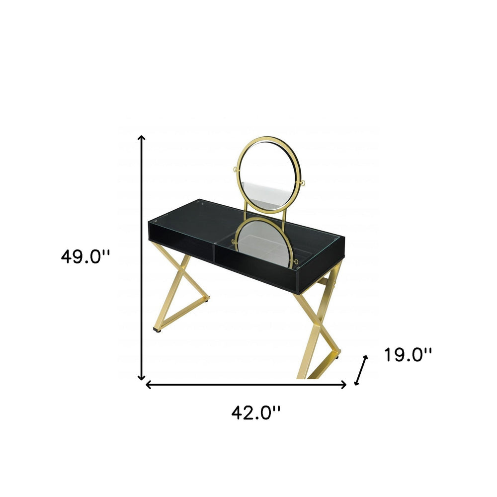 42" Black and Gold Mirrored Dresser - Homeroots - Flyclothing LLC