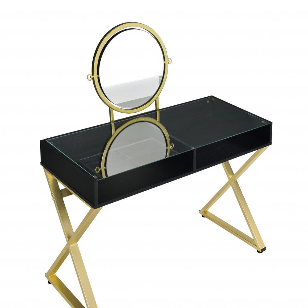 42" Black and Gold Mirrored Dresser - Homeroots - Flyclothing LLC