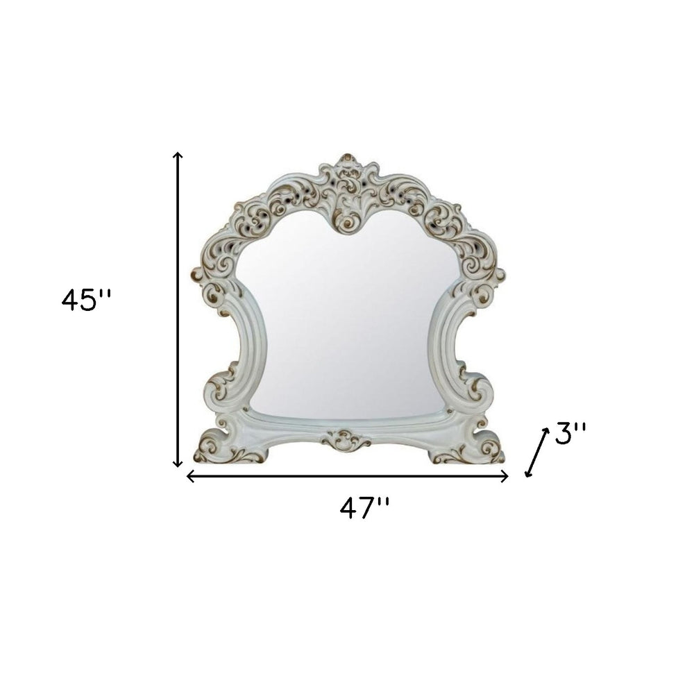 45" Antique Pearl Finish Irregular Dresser Mirror - Homeroots - Flyclothing LLC