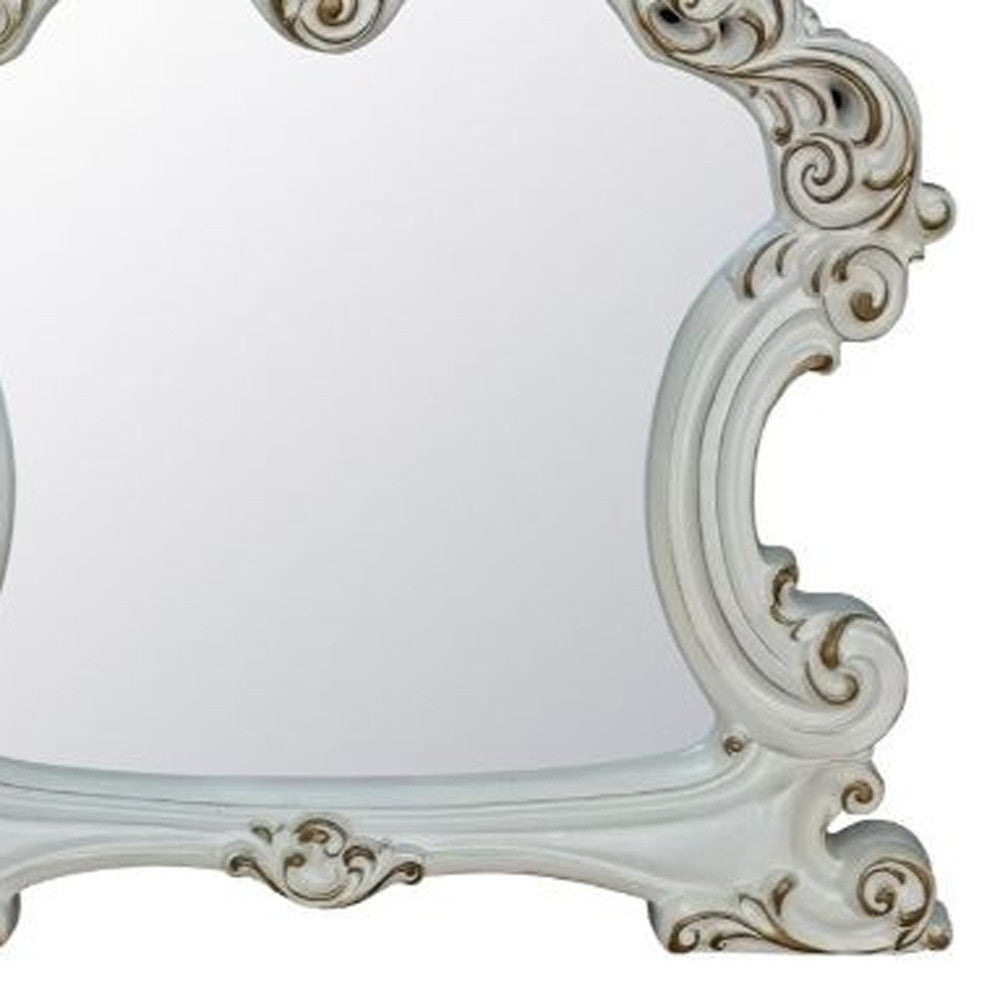 45" Antique Pearl Finish Irregular Dresser Mirror - Homeroots - Flyclothing LLC