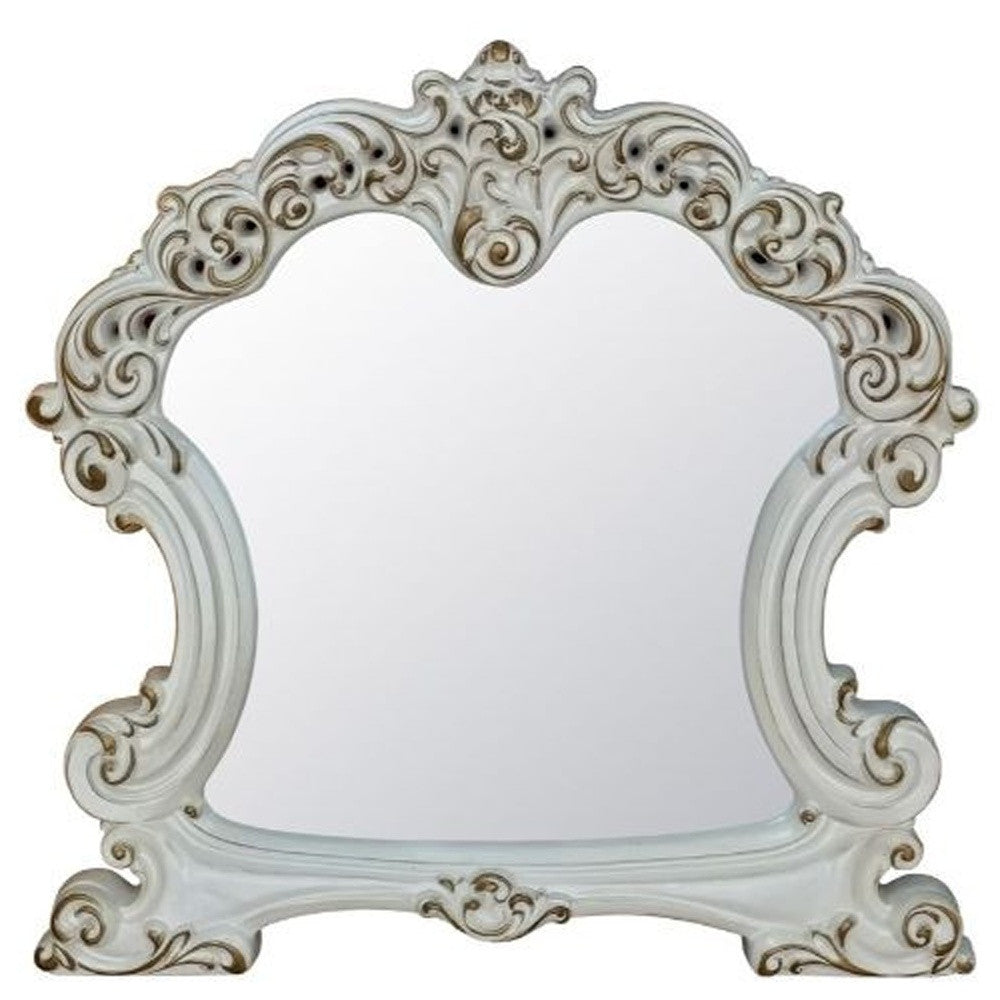 45" Antique Pearl Finish Irregular Dresser Mirror - Homeroots - Flyclothing LLC