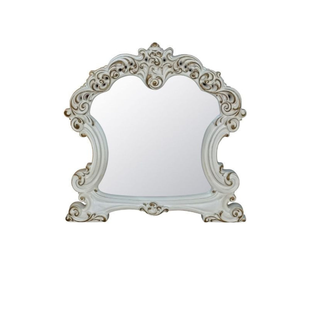 45" Antique Pearl Finish Irregular Dresser Mirror - Homeroots