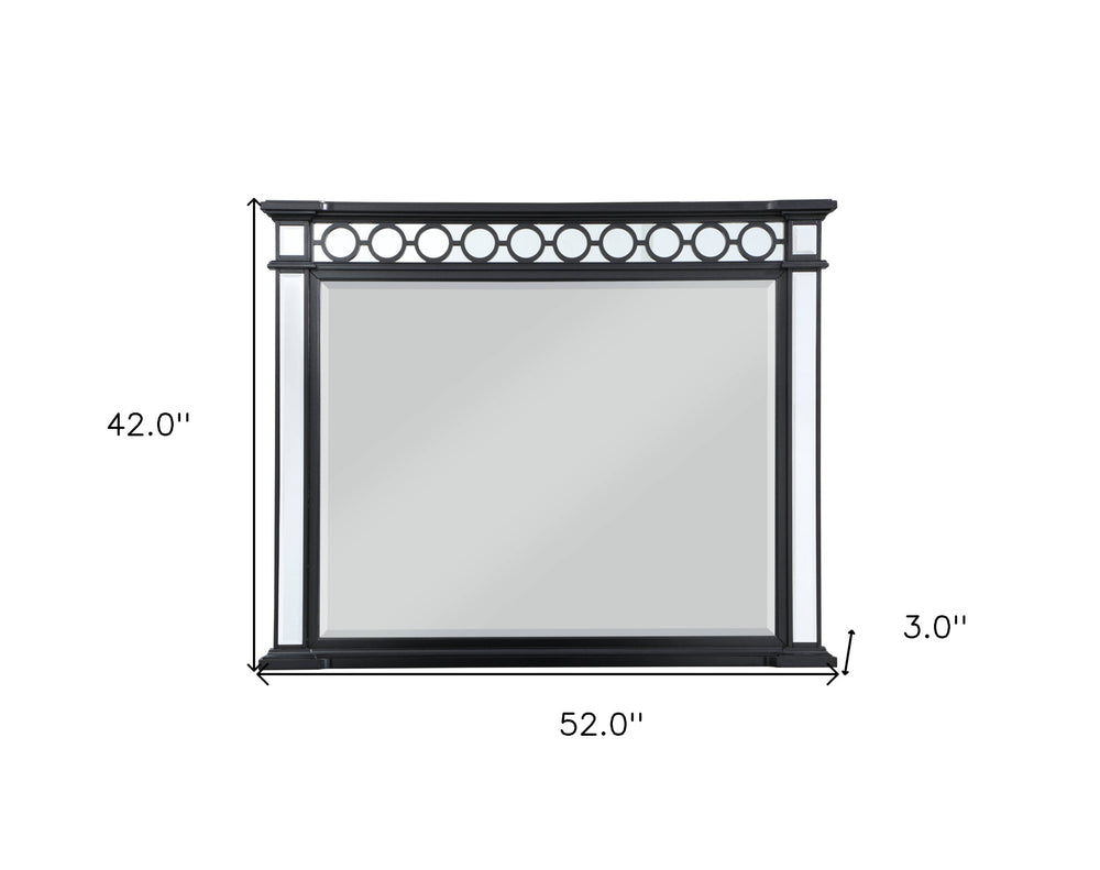 42" Mirrored, Black & Sliver Finish Dresser Mirror - Homeroots - Flyclothing LLC
