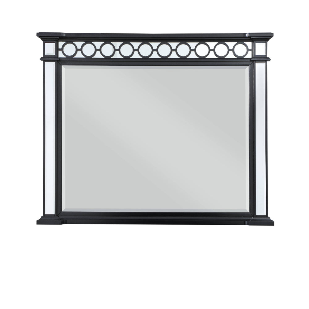 42" Mirrored, Black & Sliver Finish Dresser Mirror - Homeroots - Flyclothing LLC
