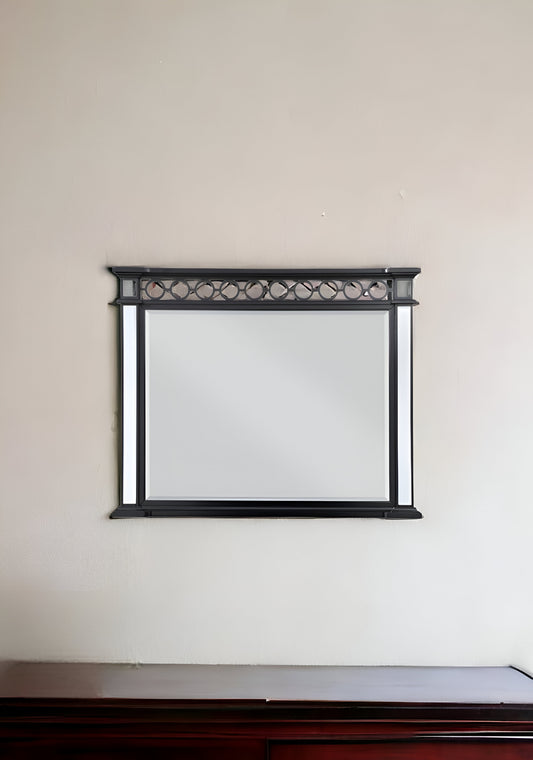 42" Mirrored, Black & Sliver Finish Dresser Mirror - Homeroots