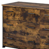 59" Brown and Black Six Drawer Double Dresser