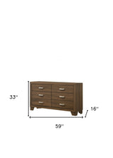 59" Brown Solid and Manufactured Wood Six Drawer Double Dresser - Homeroots - Flyclothing LLC