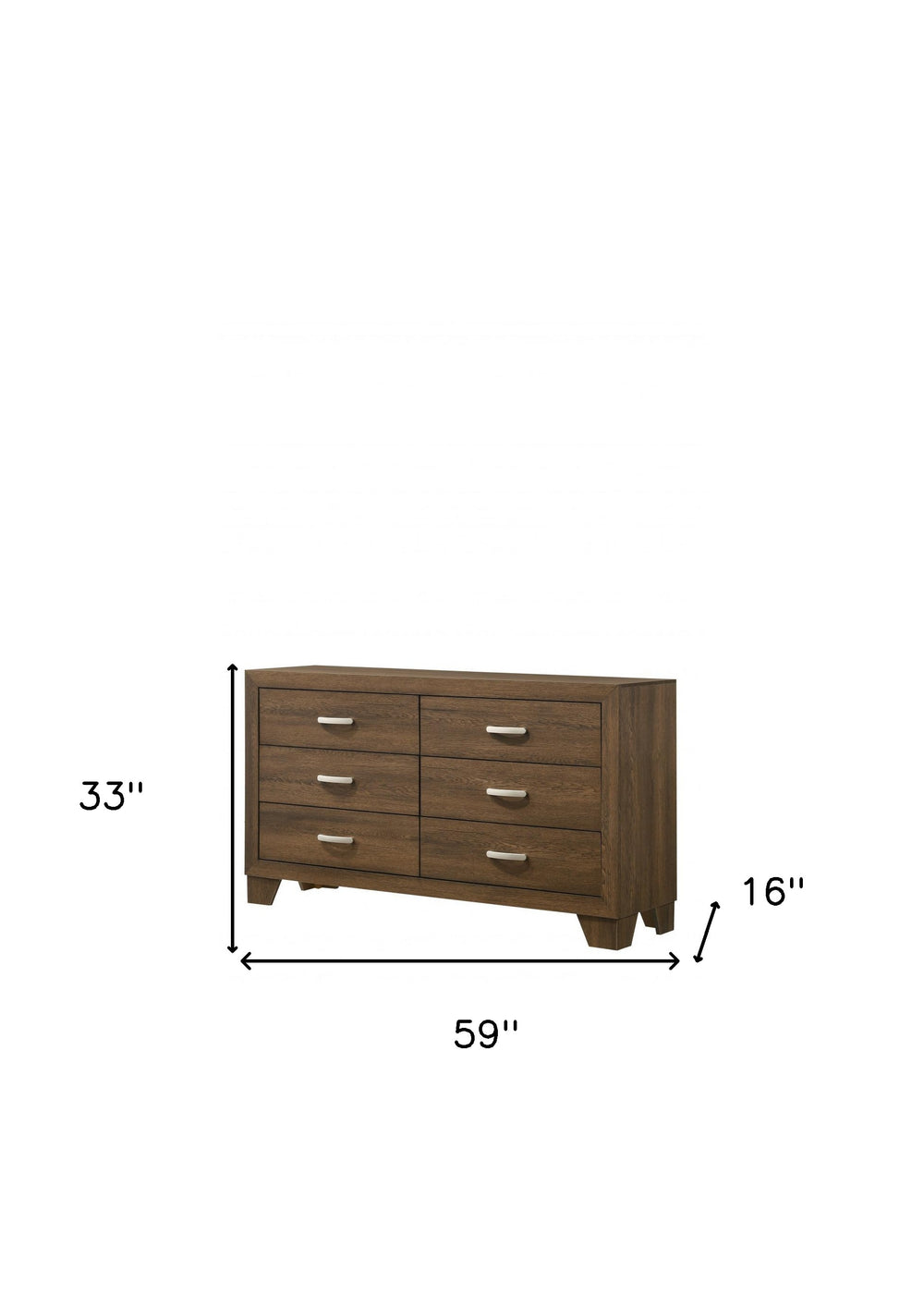 59" Brown Solid and Manufactured Wood Six Drawer Double Dresser - Homeroots - Flyclothing LLC