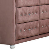 40" Pink Solid and Manufactured Wood Six Drawer Double Dresser - Homeroots